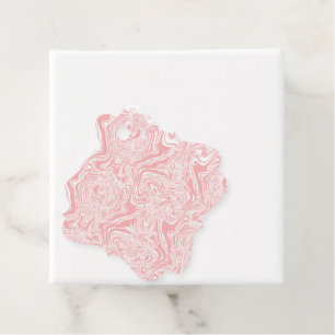 a pink and white abstract design on a white backgr favor tags