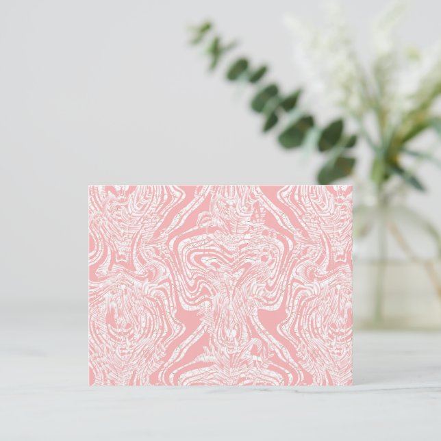 a pink and white abstract design on a white backgr postcard (Standing Front)