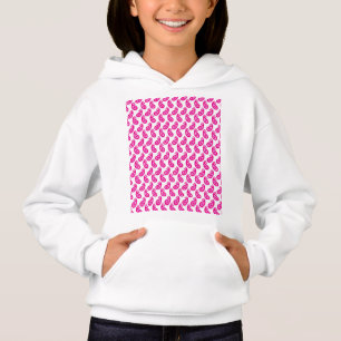 a pink and white background with a pattern hoodie