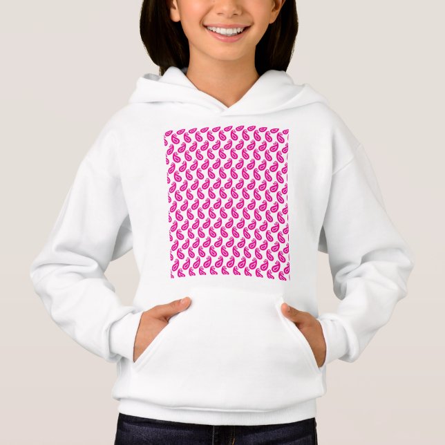 a pink and white background with a pattern hoodie (Front)