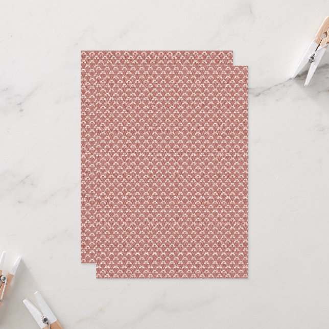 a pink and white background with a pattern invitation (Front/Back In Situ)