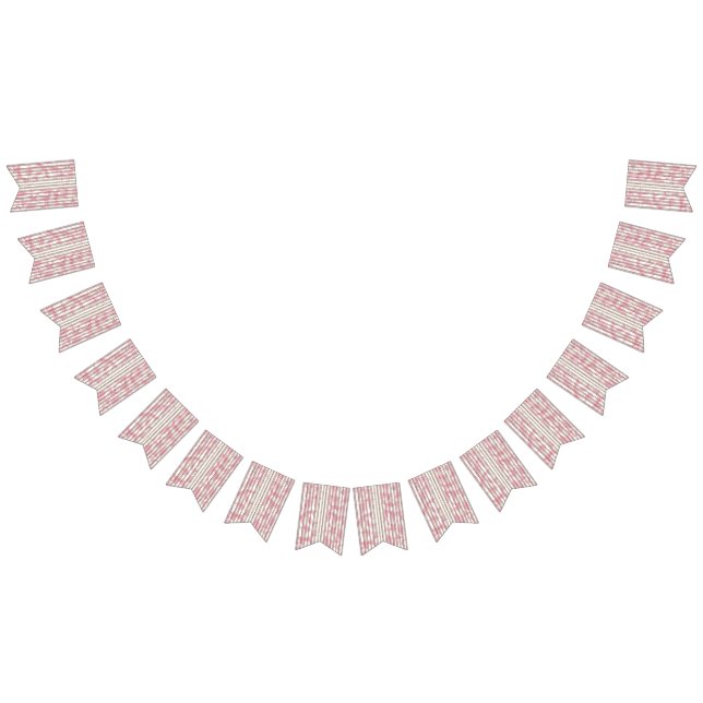 a pink and white striped background bunting flags (All)
