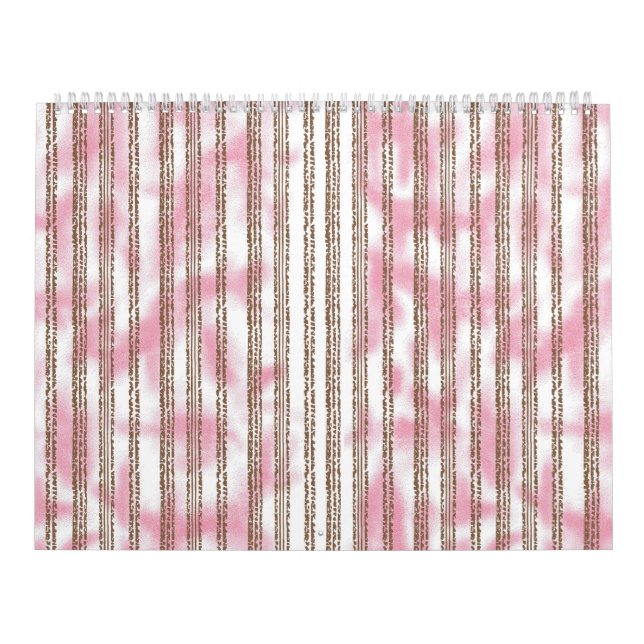 a pink and white striped background calendar (Cover)