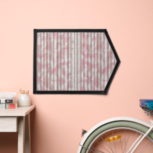 a pink and white striped background pennant