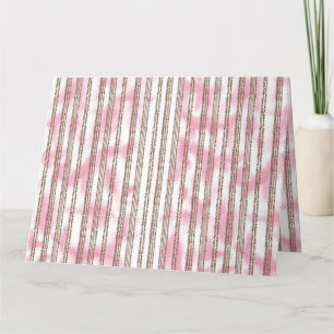 a pink and white striped background thank you card