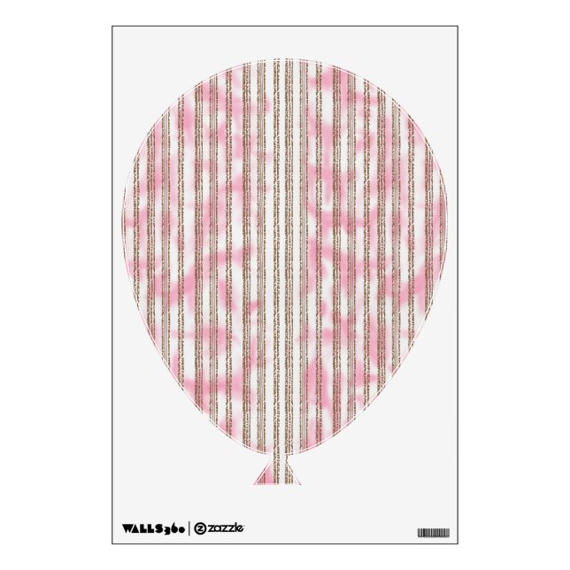 a pink and white striped background wall decal (Front)