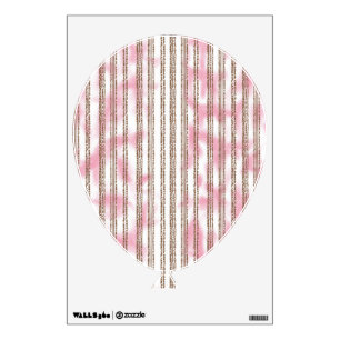 a pink and white striped background wall decal