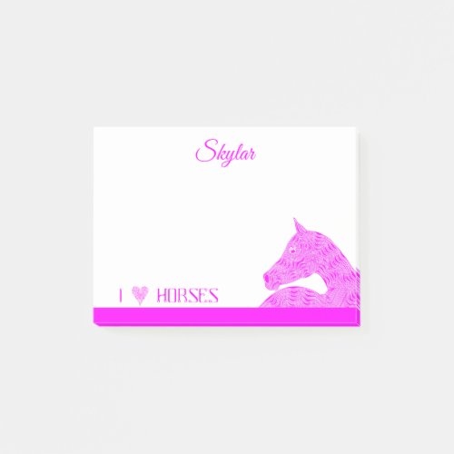 A Pink Arabian Horse Head Cute Girly Personalized Post_it Notes