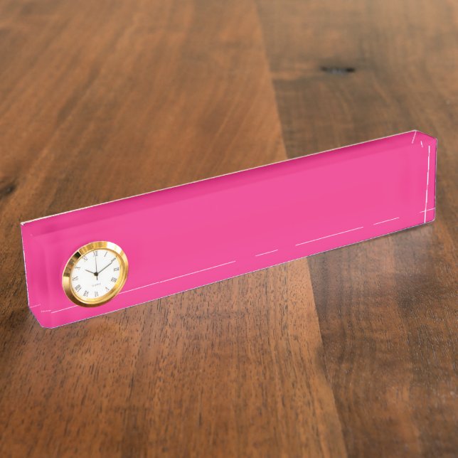 a pink background with a black border desk name plate (Side)