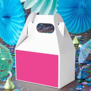 a pink background with a black border favor boxes