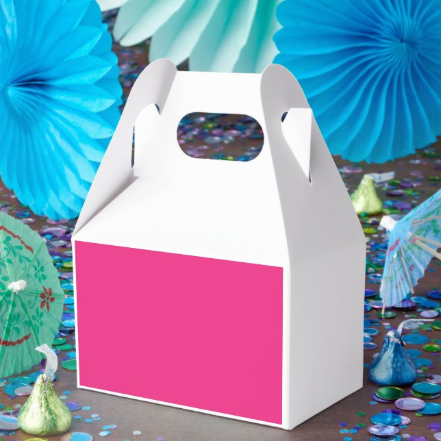 a pink background with a black border favor boxes (Party)