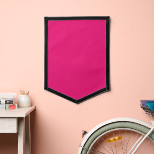 a pink background with a black border pennant