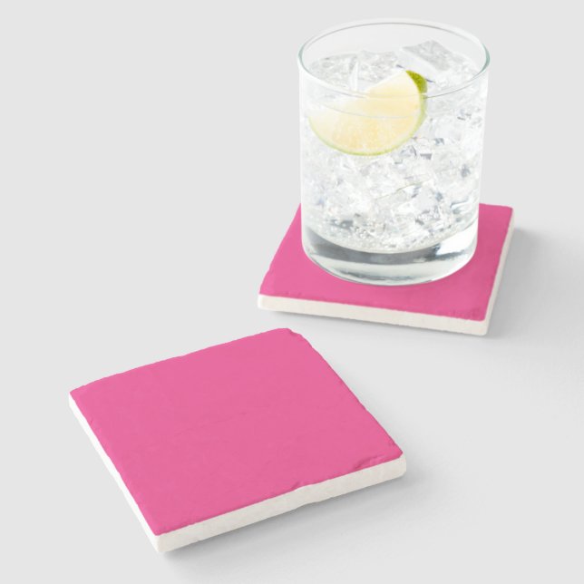 a pink background with a black border stone coaster (Side)