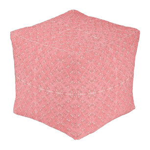 a pink background with a pattern in the middle_ pouf
