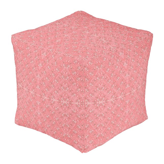 a pink background with a pattern in the middle_ pouf (Angled Back)