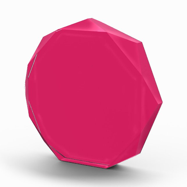 a pink background with a white border acrylic award (Right)