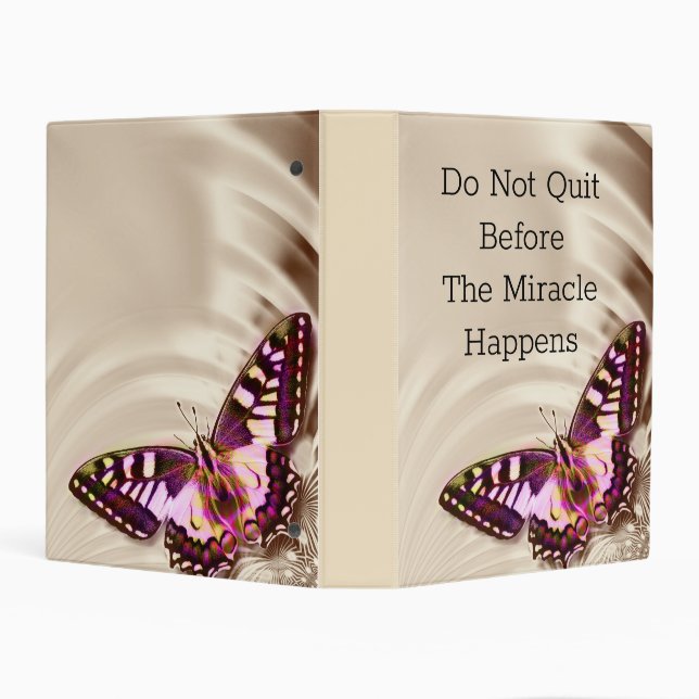 A pink butterfly on a cream satin background mini binder (Background)