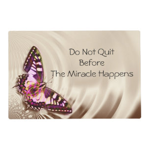 A pink butterfly on a cream satin background placemat