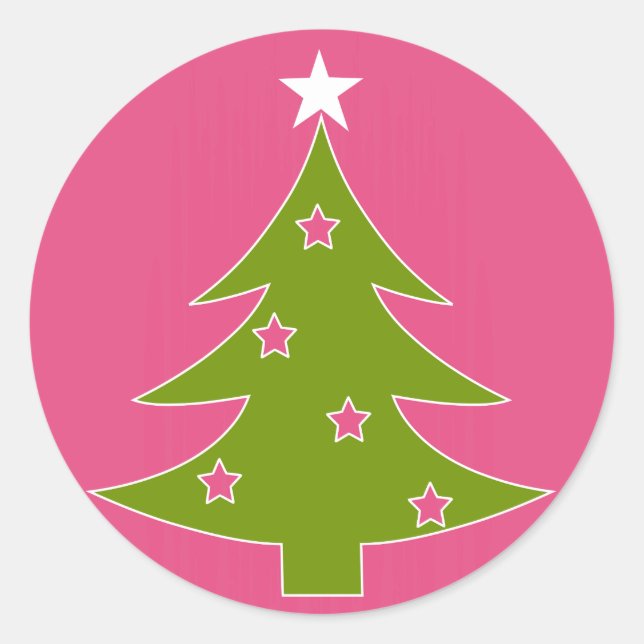 A Pink Christmas Classic Round Sticker (Front)