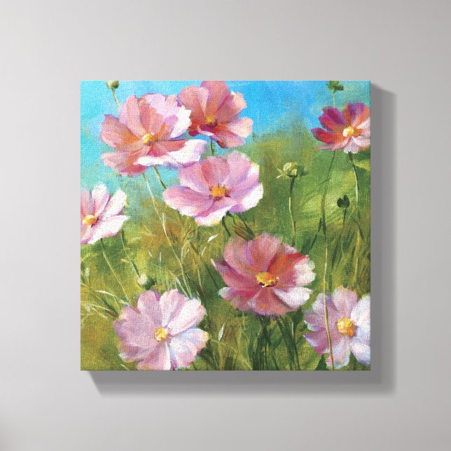A Pink Floral Garden Canvas Print (Front)
