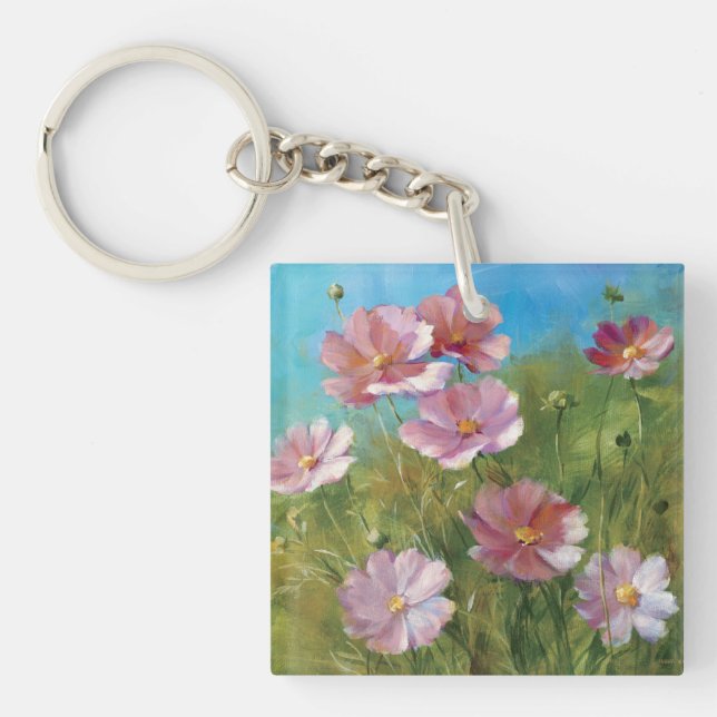 A Pink Floral Garden Keychain (Front)
