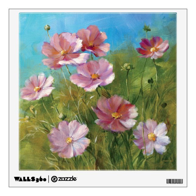 A Pink Floral Garden Wall Sticker (Front)