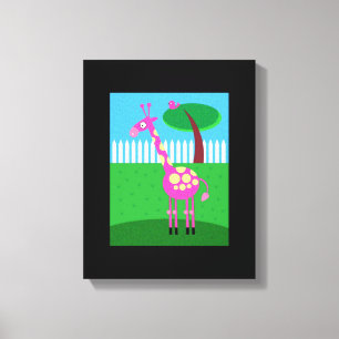 A Pink Giraffe Lives in My Backyard Wrapped Canvas