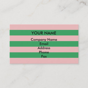 A Pink & Green Stripe Any Size/Shape Business Card