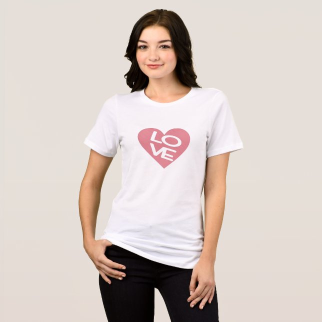 A Pink Heart & Love Typography  Tri-Blend Shirt (Front Full)