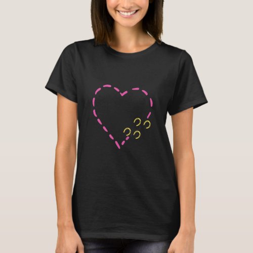 A Pink Heart With Yellow Horseshoe For Horses  T_Shirt