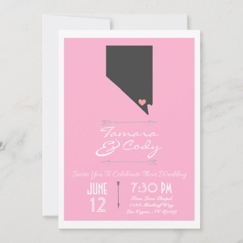 A Pink Las Vegas Nevada Wedding Invitation