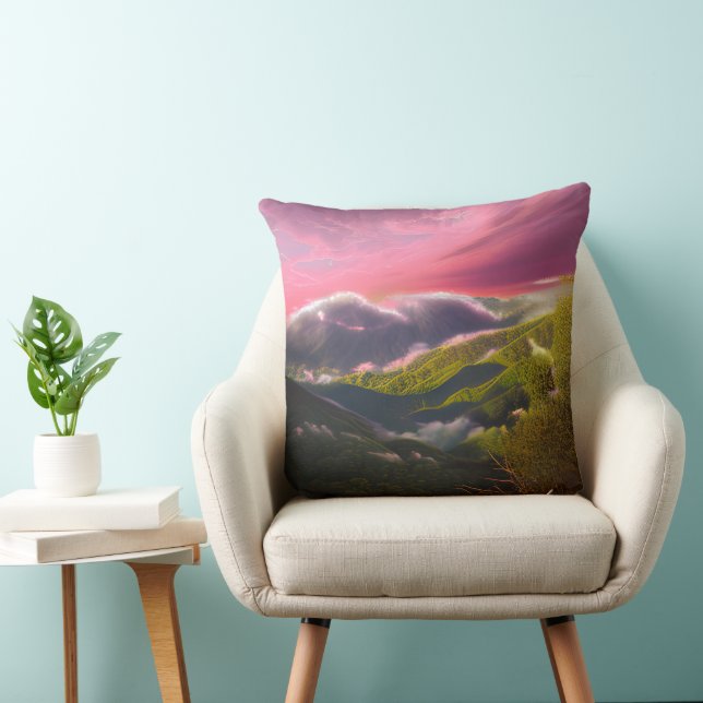 A Pink Luminous Sunrise Throw Pillow (Chair)