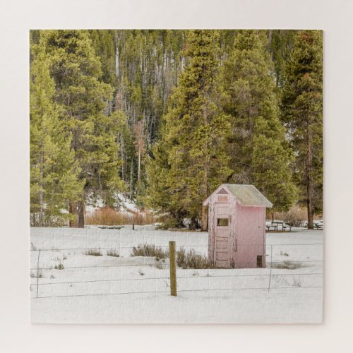 A Pink Outhouse in a Remote Area 676 piece puzzle