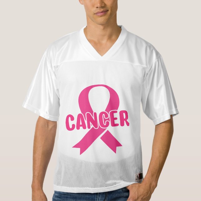 A pink ribbon cancer awareness Football Jersey (Front)
