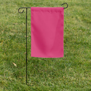 A pink square with a crisp white border, presentin garden flag