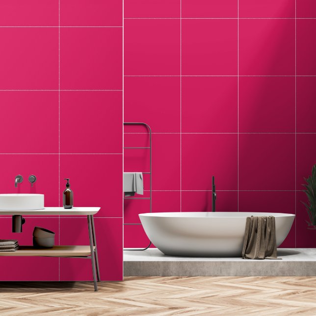 A pink square with a crisp white border, presentin wallpaper  (Bathroom)