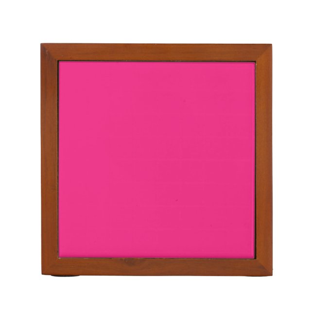 A pink square with a white border, creating a simp desk organizer (Front)