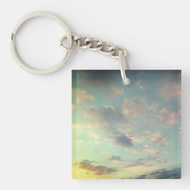 A pink to the clouds keychain (Front)
