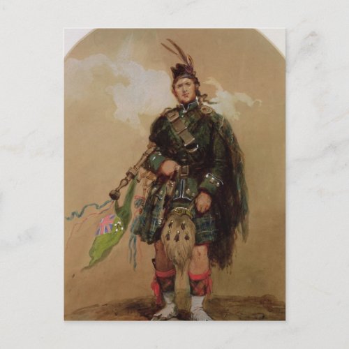 A Piper of the 79th Highlanders at Chobham Postcard