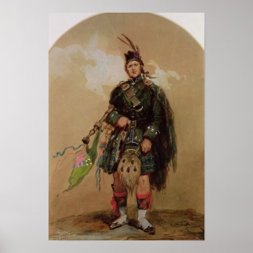 A Piper of the 79th Highlanders at Chobham Poster