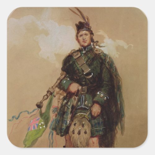 A Piper of the 79th Highlanders at Chobham Square Sticker