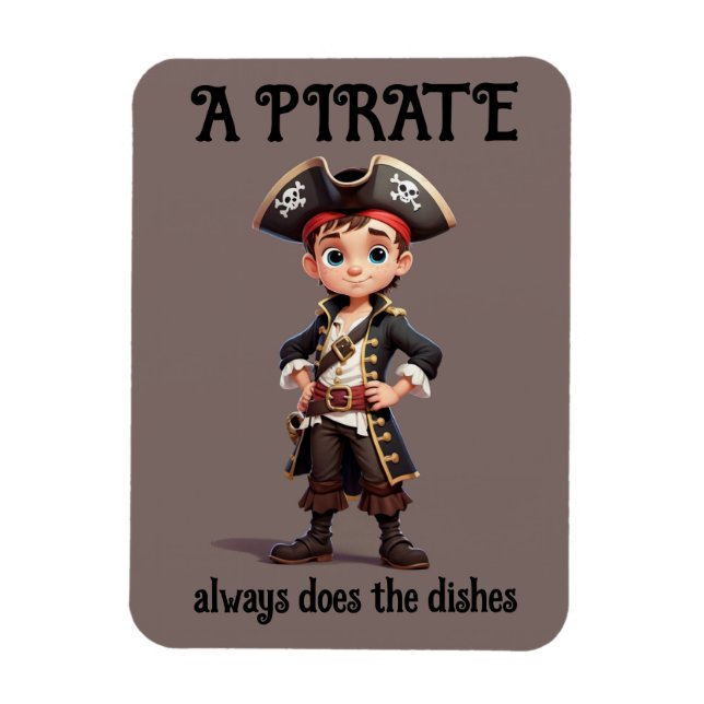 A Pirate Does the Dishes Personalize Magnet (Vertical)