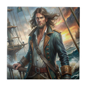 A Pirate from a Ship Ceramic Tile