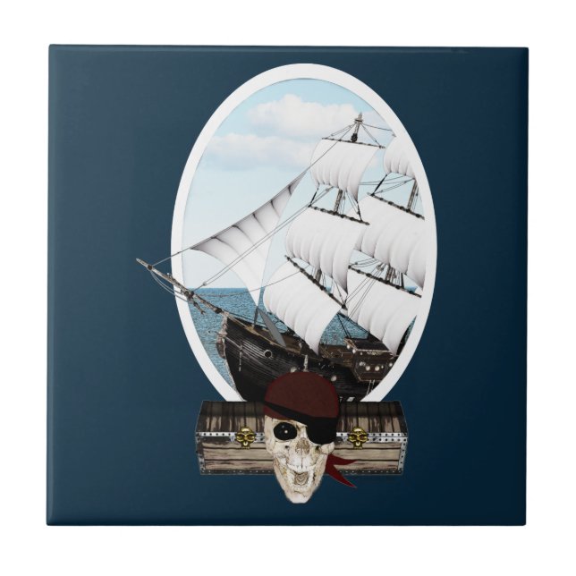 A Pirate Ship Ceramic Tile (Front)