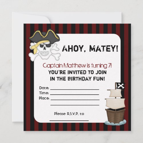 A Pirates Life for Me Birthday Invitation