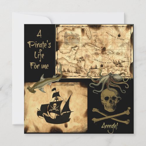 A Pirates Life For Me Caribbean Treasure Map Invitation