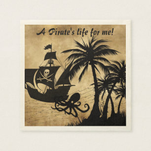 A Pirate's Life For Me Caribbean Treasure Map Paper Napkins