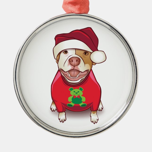 A Pit Bull in a Bear Tee Metal Ornament (Front)