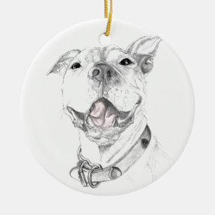 A Pit Bull Smile Ceramic Ornament