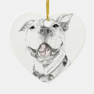A Pit Bull Smile Ceramic Ornament